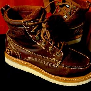 Leather moc toe plain toe boots 6 inch hawx size 10